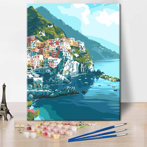 Italien Landschaft Malen nach Zahlen Wunderschöne Amalfi Malen-nach-Zahlen Sets Küstenstadt Muster Kunst auf Leinwand 16x20 Zoll Malen nach Zahlen Heimdekoration für Wohnzimmer Wandkunst Italien Landschaft Malen nach Zahlen Wunderschöne Amalfi Malen-nach-Zahlen Sets Küstenstadt Muster Kunst auf Leinwand 16x20 Zoll Malen nach Zahlen Heimdekoration für Wohnzimmer Wandkunst von ZOZHI