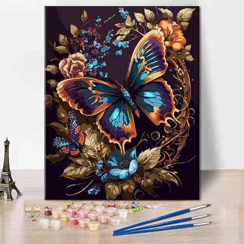 Leinwand Malen Nach Zahlen Schmetterling Blumen Girlande Kit für Erwachsene - Moderne Schöne 16x20 Zoll Leinwand Malen Nach Zahlen Schmetterling Blumen Girlande Kit für Erwachsene - Moderne Schöne 16x20 Zoll von ZOZHI
