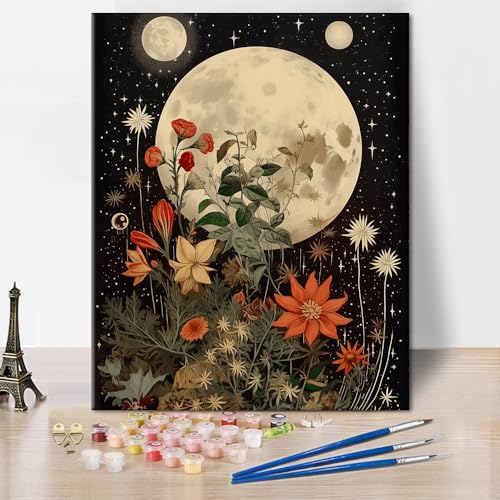 Malen nach Zahlen Blumen-Mond Malen nach Zahlen für Erwachsene Malen nach Zahlen Anfänger Einfaches Malen nach Zahlen Retro-Stil Malen nach Zahlen als Geschenk für Familie und Freunde 16x20 Zoll Malen nach Zahlen Blumen-Mond Malen nach Zahlen für Erwachsene Malen nach Zahlen Anfänger Einfaches Malen nach Zahlen Retro-Stil Malen nach Zahlen als Geschenk für Familie und Freunde 16x20 Zoll von ZOZHI