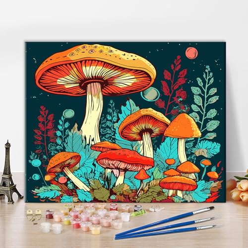 Malen nach Zahlen Bunte Pilz-Mond Malen nach Zahlen für Erwachsene Zeichnen Malerei mit Pinseln Malen nach Zahlen Kits auf Leinwand für Erwachsene 16x20 Zoll Malen nach Zahlen Bunte Pilz-Mond Malen nach Zahlen für Erwachsene Zeichnen Malerei mit Pinseln Malen nach Zahlen Kits auf Leinwand für Erwachsene 16x20 Zoll von ZOZHI