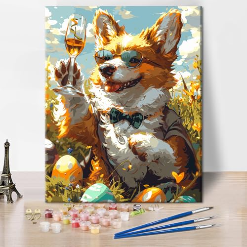 Malen nach Zahlen für Erwachsene Gutaussehender Hund Malen nach Zahlen DIY Ein Hund im Anzug Malerei Kunstwerk Blumengebinde Zahlenmalerei Kits Wohnzimmer Leinwandwanddekoration 16x20 Zoll Malen nach Zahlen für Erwachsene Gutaussehender Hund Malen nach Zahlen DIY Ein Hund im Anzug Malerei Kunstwerk Blumengebinde Zahlenmalerei Kits Wohnzimmer Leinwandwanddekoration 16x20 Zoll von ZOZHI
