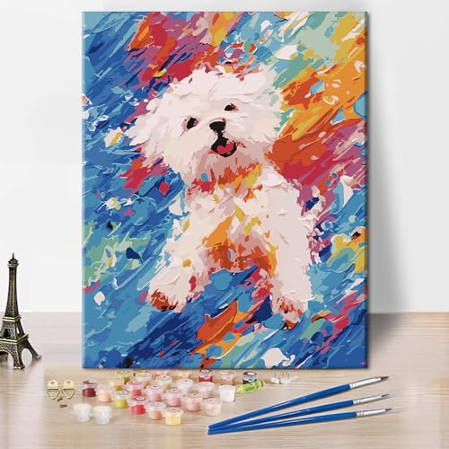 Malen nach Zahlen für Erwachsene Moderne Anfänger Malerei Kits Tier Malkunst DIY Hund Malen nach Zahlen Geschenke für Männer und Frauen Schlafzimmer Leinwand Dekoration 16x20 Zoll Malen nach Zahlen für Erwachsene Moderne Anfänger Malerei Kits Tier Malkunst DIY Hund Malen nach Zahlen Geschenke für Männer und Frauen Schlafzimmer Leinwand Dekoration 16x20 Zoll von ZOZHI