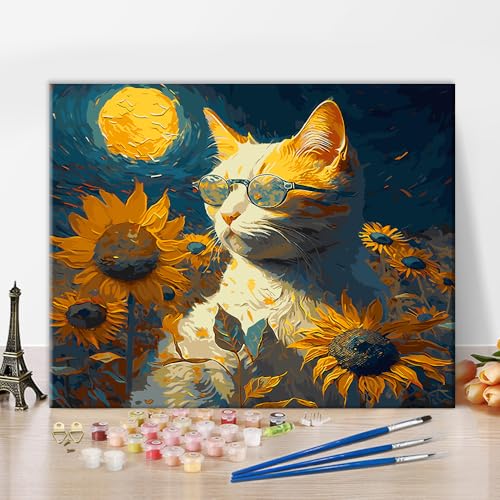 Malen nach Zahlen für Erwachsene mit Tiermotiven abstrakte Malen nach Zahlen Sets moderne Katzen und Blumenmalerei Kunstwerk auf Leinwand DIY Sonnenblumen Malen nach Zahlen Set Mondmalerei 16x20 Zoll Malen nach Zahlen für Erwachsene mit Tiermotiven abstrakte Malen nach Zahlen Sets moderne Katzen und Blumenmalerei Kunstwerk auf Leinwand DIY Sonnenblumen Malen nach Zahlen Set Mondmalerei 16x20 Zoll von ZOZHI