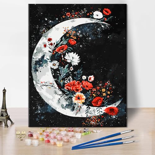 Mond Leinwand Malen nach Zahlen Kits für Erwachsene Blumen Malen nach Zahlen Wandkunst DIY Einfache Malen nach Zahlen Kunstwerke Moderne Malzahlen Geschenke für Männer und Frauen 16x20 Zoll Mond Leinwand Malen nach Zahlen Kits für Erwachsene Blumen Malen nach Zahlen Wandkunst DIY Einfache Malen nach Zahlen Kunstwerke Moderne Malzahlen Geschenke für Männer und Frauen 16x20 Zoll von ZOZHI