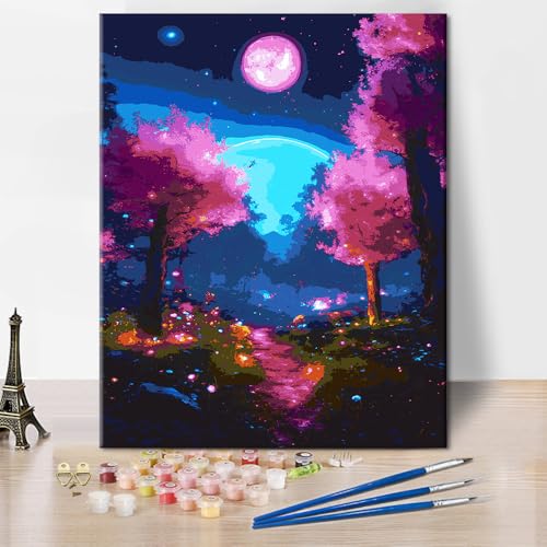 Mond Malen nach Zahlen Nachtwald Malen nach Zahlen DIY Schönes Mondlicht Malen nach Zahlen für Erwachsene Landschaft Malen nach Zahlen Kits 16x20 Zoll Leinwand Malerei Kits Geschenke Mond Malen nach Zahlen Nachtwald Malen nach Zahlen DIY Schönes Mondlicht Malen nach Zahlen für Erwachsene Landschaft Malen nach Zahlen Kits 16x20 Zoll Leinwand Malerei Kits Geschenke von ZOZHI