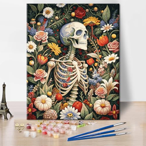 Schädel Erwachsene Malen nach Zahlen DIY Schädel Öl Malen nach Zahlen Kits mit Handpinseln Malerei Wunderschöne Blumen Schädel Moderne Leinwand Malen nach Zahlen Kits für Anfänger 16x20 Zoll Schädel Erwachsene Malen nach Zahlen DIY Schädel Öl Malen nach Zahlen Kits mit Handpinseln Malerei Wunderschöne Blumen Schädel Moderne Leinwand Malen nach Zahlen Kits für Anfänger 16x20 Zoll von ZOZHI