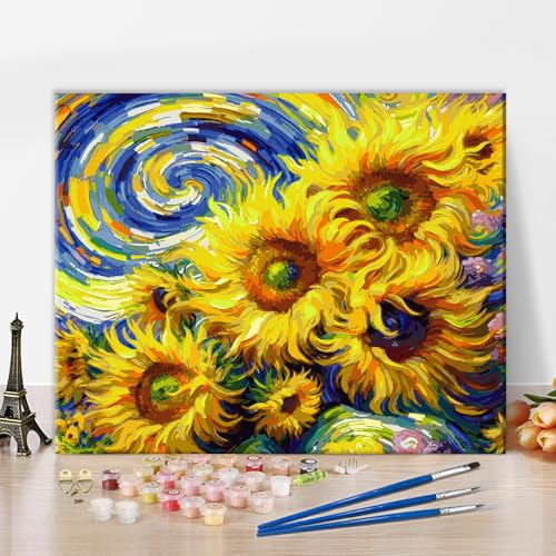 Sonnenblume Malen nach Zahlen Abstrakte Himmels Malerei Nach Zahlen für Erwachsene DIY Nachthimmel Zahlenmalerei Kunstwerk Sternenhimmel Leinwandmalerei-Sets für Herren Damenzimmer Dekor 16x20 Zoll Sonnenblume Malen nach Zahlen Abstrakte Himmels Malerei Nach Zahlen für Erwachsene DIY Nachthimmel Zahlenmalerei Kunstwerk Sternenhimmel Leinwandmalerei-Sets für Herren Damenzimmer Dekor 16x20 Zoll von ZOZHI