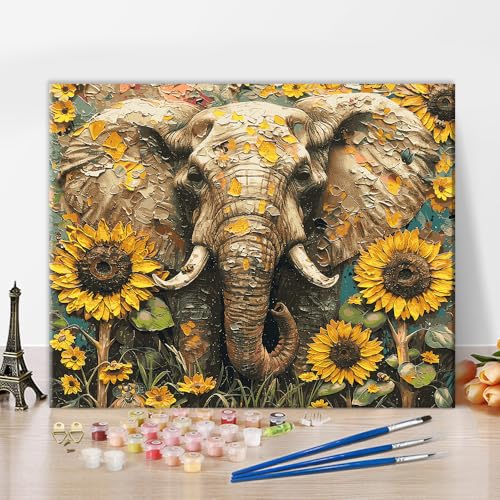 Sonnenblume Malen nach Zahlen DIY Elefant Malen nach Zahlen Set Moderne Tiere Blumen Malen nach Zahlen Leinwand Kunst Dekoration Herren Damen Malerei Kunst Geschenke 16x20 Zoll Wanddekoration Sonnenblume Malen nach Zahlen DIY Elefant Malen nach Zahlen Set Moderne Tiere Blumen Malen nach Zahlen Leinwand Kunst Dekoration Herren Damen Malerei Kunst Geschenke 16x20 Zoll Wanddekoration von ZOZHI