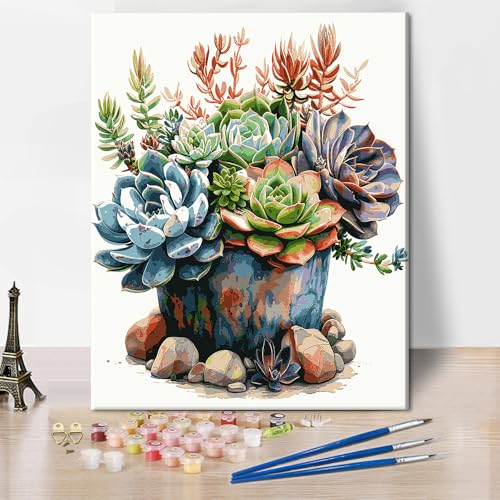 Sukkulente Pflanze Malen nach Zahlen DIY Sukkulenten Topfkultur Malen nach Zahlen Erwachsene Malen nach Zahlen Anfänger Blumenmalerei nach Zahlen für Schlafzimmer Wanddekoration 16x20 Zoll Sukkulente Pflanze Malen nach Zahlen DIY Sukkulenten Topfkultur Malen nach Zahlen Erwachsene Malen nach Zahlen Anfänger Blumenmalerei nach Zahlen für Schlafzimmer Wanddekoration 16x20 Zoll von ZOZHI