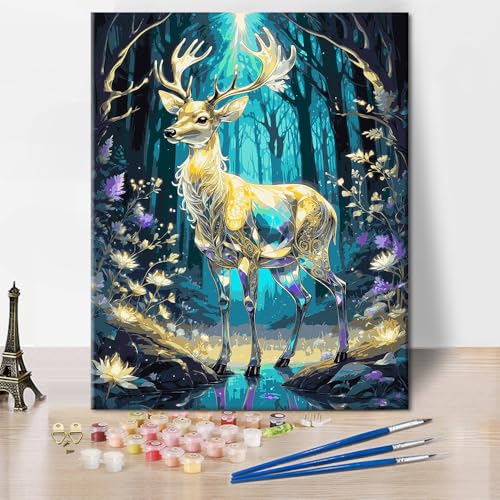 Tiere Malen nach Zahlen DIY Traumwald Hirsch Malen nach Zahlen Kits für Erwachsene Wunderbare Waldmalerei Kunstwerk Waldhirsch Ölgemälde auf Leinwand 16x20 Zoll für Wohnzimmerdekoration Tiere Malen nach Zahlen DIY Traumwald Hirsch Malen nach Zahlen Kits für Erwachsene Wunderbare Waldmalerei Kunstwerk Waldhirsch Ölgemälde auf Leinwand 16x20 Zoll für Wohnzimmerdekoration von ZOZHI