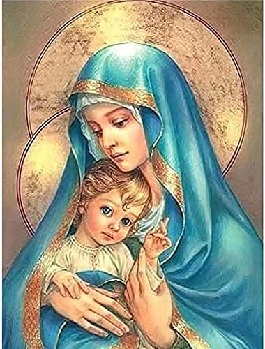 ZOZOIN Jungfrau Maria Jesus Diamond Painting Kits Landschaft Diamond Art Full Drill Fashion Home Innendekoration 40x50CM von ZOZOIN