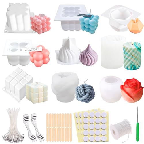Silikon-Kerzenformen für Kerzenherstellung, Kerzenformen-Set mit Kerzendochten, Formen für Velas, 3D-Silikon-Kerzenform für selbstgemachte Duftkerzen, Sojawachs, Kuchen, Seife, Harzguss Silikon-Kerzenformen für Kerzenherstellung, Kerzenformen-Set mit Kerzendochten, Formen für Velas, 3D-Silikon-Kerzenform für selbstgemachte Duftkerzen, Sojawachs, Kuchen, Seife, Harzguss von ZPARNO