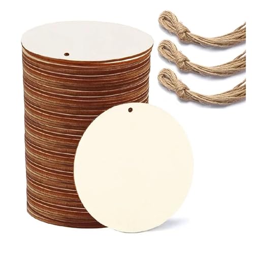Unvollendete Holzplatte zum Basteln 10/20 STÜCK 7,5 CM Unvollendete Runden Holzkreise mit Löchern Holzanhänger Runde Holzscheiben(DIAMETER 7.5CM_20PCS) von ZPFDSG