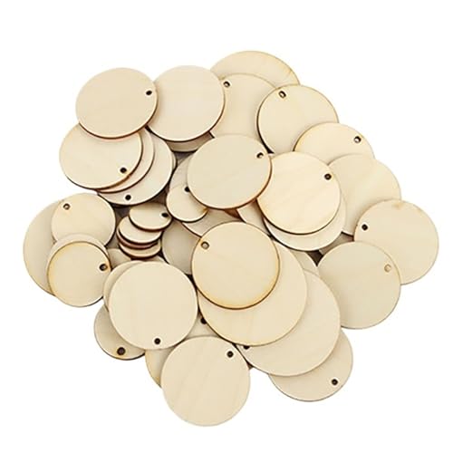 Unvollendete Holzplatte zum Basteln 10-50 Stück Holzscheiben, unvollendete runde Kreise, Holzscheiben mit Lochscheiben, blanke Bastelarbeiten(30mm 30pcs) von ZPFDSG