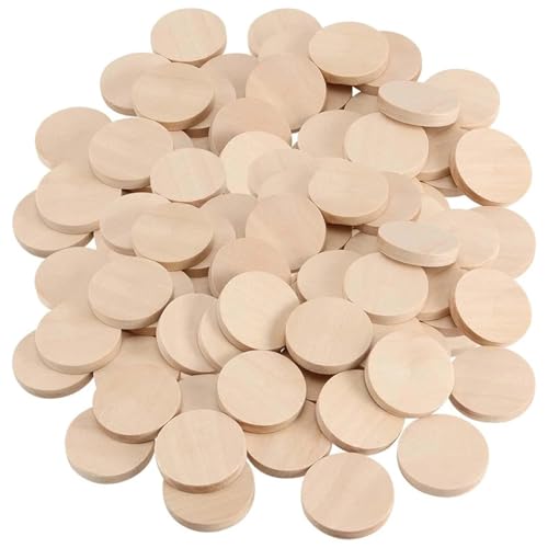 Unvollendete Holzplatte zum Basteln 100 Stück 2,5 cm unvollendete kleine leere runde Holzmünzen, runde Kreise aus Holz, Chips, Token Unvollendete Holzplatte zum Basteln 100 Stück 2,5 cm unvollendete kleine leere runde Holzmünzen, runde Kreise aus Holz, Chips, Token von ZPFDSG