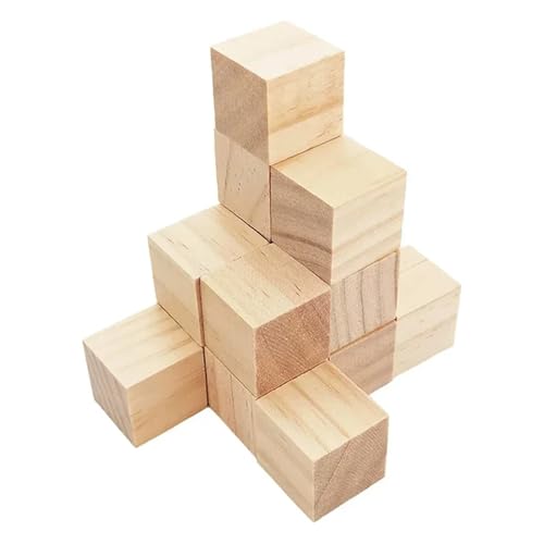 Unvollendete Holzplatte zum Basteln 12 Stück 4cm Holzwürfel for Basteln, unbehandeltes Holz, quadratische leere Holzblöcke von ZPFDSG