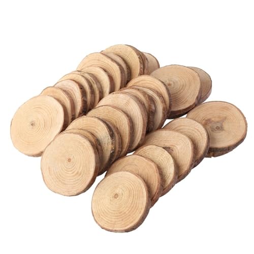 Unvollendete Holzplatte zum Basteln 12 stücke 4-5cm Holz Scheiben Runde Log Discs for Kunst & Handwerk Hause Hängen Dekorationen Event Ornamet von ZPFDSG