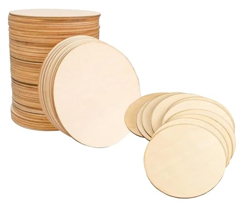 Unvollendete Holzplatte zum Basteln 2-100 Stück runde, unbehandelte Holzscheiben, 1 cm – 10 cm, for Bastelarbeiten, Holzkreisscheiben(60mm 10pcs) von ZPFDSG