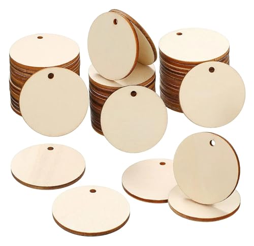 Unvollendete Holzplatte zum Basteln 20/30/40/50mm Unfertige runde Holzscheiben mit Loch,Rohlinge,DIY Basteln(40mm 20pcs) von ZPFDSG