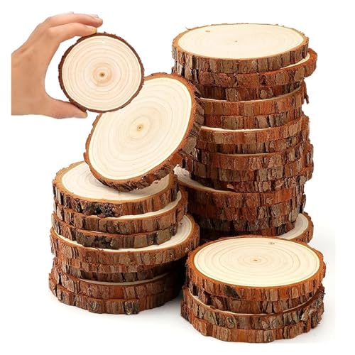 Unvollendete Holzplatte zum Basteln 3-14CM Unfinished Holz Scheiben Kiefer Runde Holz Scheiben Mit Baum Rinde Log Scheiben(7-8cm 3Pcs) von ZPFDSG