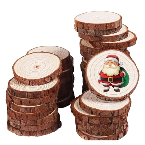 Unvollendete Holzplatte zum Basteln 3-20 cm dicke unvollendete Holzkreise aus Kiefernholz, runde Holzscheiben mit Baumrinden-Logscheiben for Selbermachen(3-4cm 10pcs) von ZPFDSG
