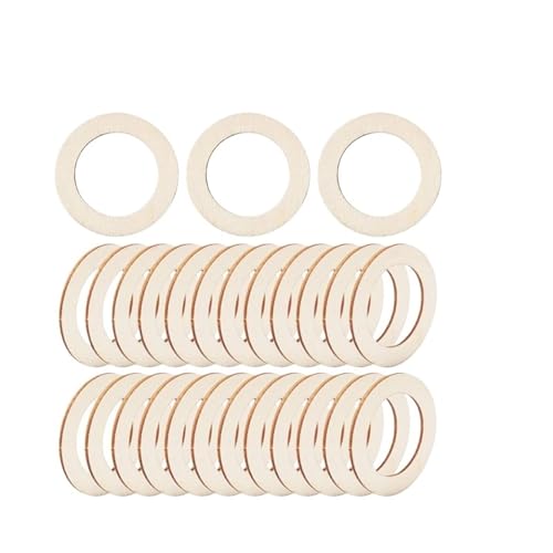 Unvollendete Holzplatte zum Basteln 4–15 cm unbehandelte Holzringe, flache Kreise, Holzkreis-Ornament for DIY-Basteln, Schmuckherstellung(Without hole,50pcs 125mm) von ZPFDSG