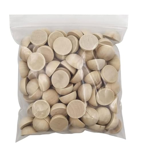 Unvollendete Holzplatte zum Basteln 5–100 Stück halbe Holzperlen, 10–30 mm, Mini-Split-Holzkugeln, unbehandelt, halbrunde Holzperlen(20mm 20Pcs) von ZPFDSG