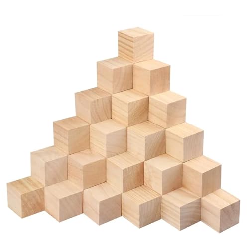 Unvollendete Holzplatte zum Basteln 50/100 Stück 20/25/30 mm unfertige Holzwürfel, leere Holzblöcke for DIY-Basteln, Malen(2cm,50pcs) von ZPFDSG