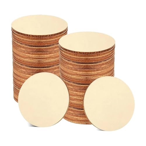 Unvollendete Holzplatte zum Basteln 50 Stück 7–12 cm unbehandelte runde Holzscheiben for Basteln, leere runde Holzkreise(50pcs 12cm) von ZPFDSG