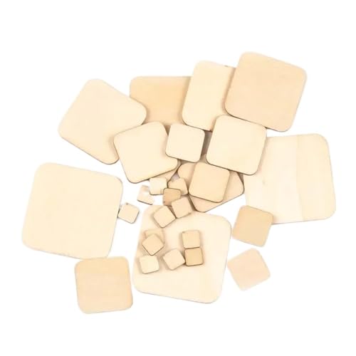 Unvollendete Holzplatte zum Basteln Unfertige Holzstücke, Holzquadrate, ausgeschnittene Fliesen, rustikales Bastelholz(20pcs 50mm) von ZPFDSG