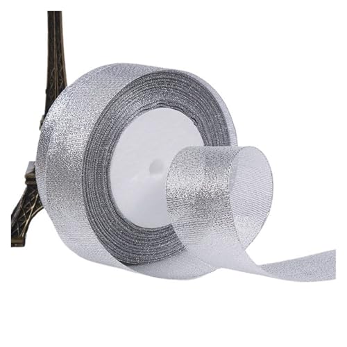 ZPFDSG Schleife 6/10/15/20/25/40mm Glitter Ribbon Bow Hair Party Wedding Christmas Decoration DIY Gift Wrapping Accessories 22 Meters(Silver,20mm Onion) von ZPFDSG