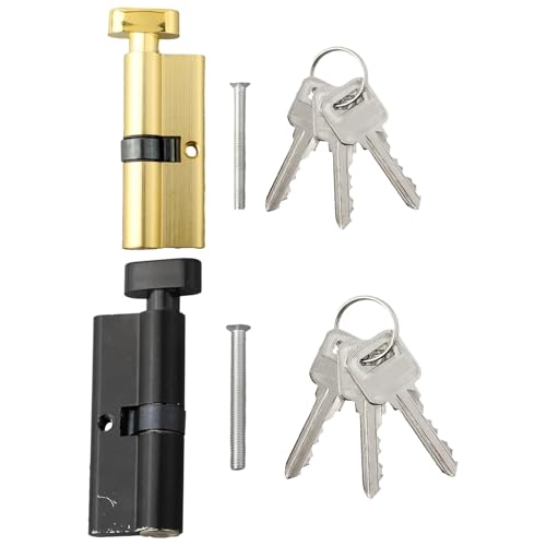 ZPFDSG Schließzylinder Türschlosszylinder Aluminium-Türschlosszylinder mit Drehknopf und 3 Schlüsseln Sicherheits-Diebstahlsicherung for Möbelschlösser Schlüssel(Gold) von ZPFDSG