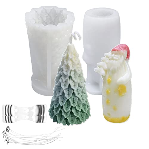 Kerzenform Set,Kerzengießform Silikon,Silikonform Kerze,Weihnachten Kerzenform Kit,Gießen Formen Kerzendocht Set, zum Gießen als Heimdekorationen,Bastel Ornamente,DIY Duftkerze,Seife von ZPPLD