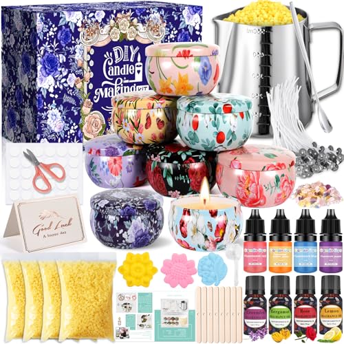 ZPQAODI Kerzenherstellung Kit, DIY Kerzen Selber Machen Set,Duftkerze Geschenke Set, 8 Kerzendosen, 4 Farben Farbstoffe Silikonform Bienenwachs,für Kerzenanfänger ZPQAODI Kerzenherstellung Kit, DIY Kerzen Selber Machen Set,Duftkerze Geschenke Set, 8 Kerzendosen, 4 Farben Farbstoffe Silikonform Bienenwachs,für Kerzenanfänger von ZPQAODI