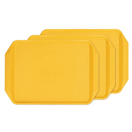 ZPSHYD Cafeteria-Tabletts aus Kunststoff, zum Servieren von Lebensmitteln, bunt, rechteckig, stapelbar, hitzebeständig, 30,5 cm, Gelb, 3 Stück von ZPSHYD