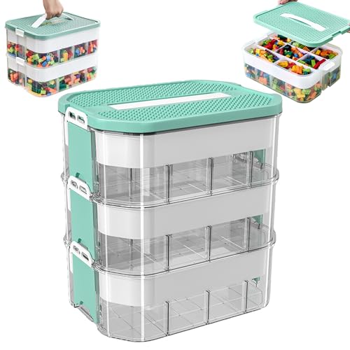 ZPSNDP 3 Stufen Bausteine Boxen Aufbewahrung Spielzeugkiste, Kinder Aufbewahrungsbox mit Deckel, Kinderbox Stapelboxen, Sortierbox für LEGO von ZPSNDP
