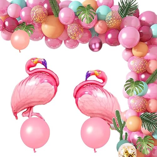 Tropische Flamingo Dekoration,Hawaii Party Dekoration Set Hawaii Luftballon Girlande Dekorationens mit Hawaii Deko Flamingo ballons Flamingo Palmblätter Geburtstags Banner für Hawaii Deko von ZPSOSPZ