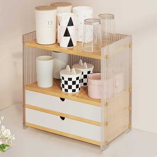 ZPVXRVQ Kaffee-Station Acryl-Organizer Mehrschichtige Holz-Schreibtischablage für Büro, Küche, Wohnzimmer(34x21x34.5cm) von ZPVXRVQ