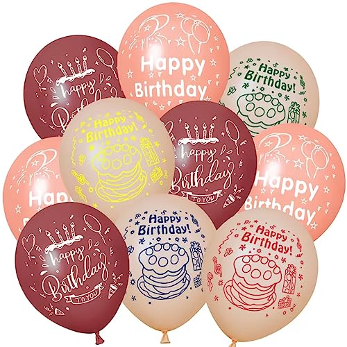 ZQBB Brown Skin Color Geburtstags ballons mit Geburtstagsparty Muster Kindergeburtstag Ballons Dekoration Geeignet für Mädchen Junge Geburtstagsparty, Baby Dusche von ZQBB