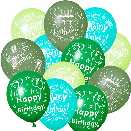 ZQBB Grün Geburtstags ballons mit Geburtstagsparty Muster Kindergeburtstag Ballons Dekoration Geeignet für Mädchen Junge Geburtstagsparty, Baby Dusche von ZQBB