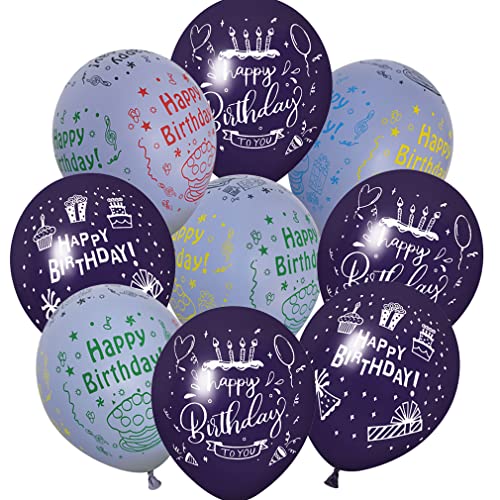 ZQBB Lila Geburtstags ballons mit Geburtstagsparty Muster Kindergeburtstag Ballons Dekoration Geeignet für Mädchen Junge Geburtstagsparty, Baby Dusche von ZQBB
