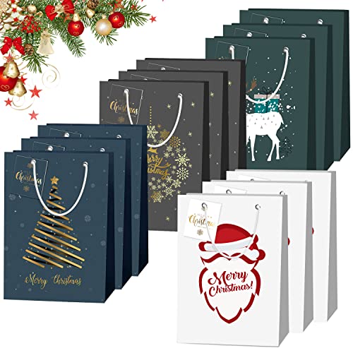 ZQEJEFD 12 Stück XXL Weihnachten Geschenktüten Weihnachten Geschenktüten für Geschenke Groß Papiertüten Weihnachtstüten mit Henkel Geschenktüte mit Weihnachtsmotiv von ZQEJEFD