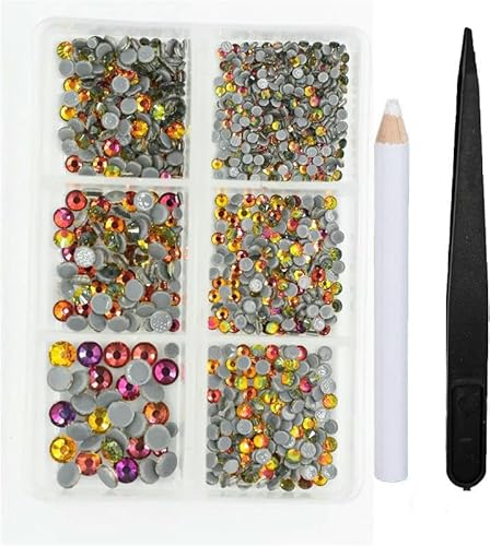 1200 Stück GlasCrystalfix-Strasssteine in verschiedenen Größen, 3D-Kristall-Nagelkunst-Strasssteine für DIY-Kleidungsdekorationen von ZQJIFHAKOT