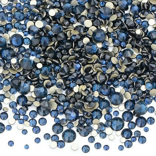 1400 Stück Strasssteine in verschiedenen Größen, transparent, silberfarbene Basis, runde Glas-Kristallperlen, Rückseite, nicht fixierende Steine, Nagelkunst-Dekorationen von ZQJIFHAKOT