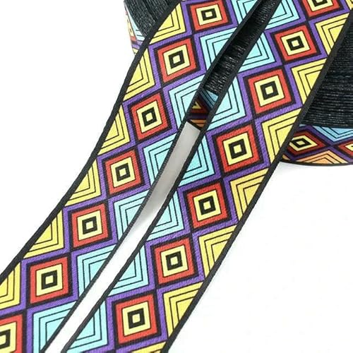 2 Meter 38 mm modisch bedrucktes Nylon-Gurtband, Taschenband, ethnisches Jacquardband, Kleidungsgürtel, Schrägband, Nähzubehör von ZQJIFHAKOT