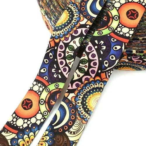 2 Meter 38 mm modisch bedrucktes Nylon-Gurtband, Taschenband, ethnisches Jacquardband, Kleidungsgürtel, Schrägband, Nähzubehör von ZQJIFHAKOT