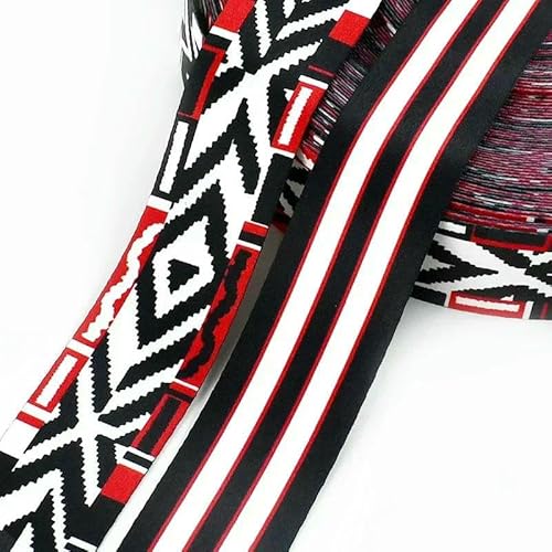 2 Meter 38 mm modisch bedrucktes Nylon-Gurtband, Taschenband, ethnisches Jacquardband, Kleidungsgürtel, Schrägband, Nähzubehör von ZQJIFHAKOT