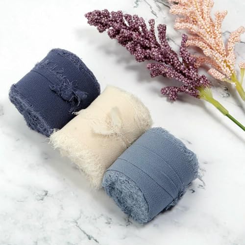 5 m / Rolle, handgefertigt, ausgefranste Kanten, Satin-Chiffon, seidenähnliches Band für Bastelarbeiten, Geschenkverpackungen, Blumensträuße, Party, Weihnachtsdekoration, 5 m von ZQJIFHAKOT