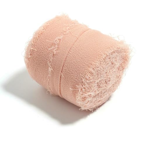 5 m / Rolle, handgefertigt, ausgefranste Kanten, Satin-Chiffon, seidenähnliches Band für Bastelarbeiten, Geschenkverpackungen, Blumensträuße, Party, Weihnachtsdekoration, 5 m von ZQJIFHAKOT