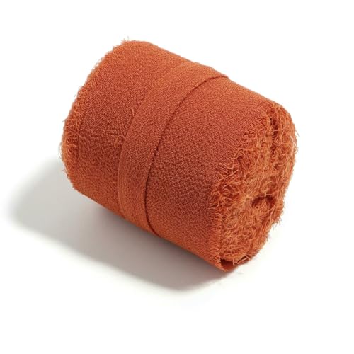 5 m / Rolle, handgefertigt, ausgefranste Kanten, Satin-Chiffon, seidenähnliches Band für Bastelarbeiten, Geschenkverpackungen, Blumensträuße, Party, Weihnachtsdekoration, 5 m von ZQJIFHAKOT